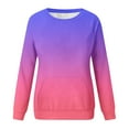 thumbnail image 6 of Royisotas Long Sleeve Sweatshirts for Women Gradient Color Winter Pullover Trendy with Kangaroo Pocket Casual Crew Neck Hoodless Tops, 6 of 6