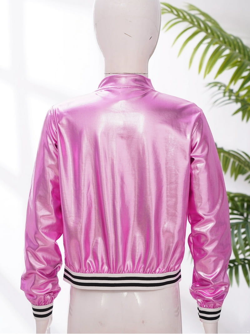 CHICTRY Kids Girls Boys Metallic Bomber Jacket Outerwear Hip