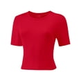 thumbnail image 4 of Women's Basic Teen Tee Workout Crewneck Short Sleeve Slim Fitted Casual Crop Top, 4 of 5