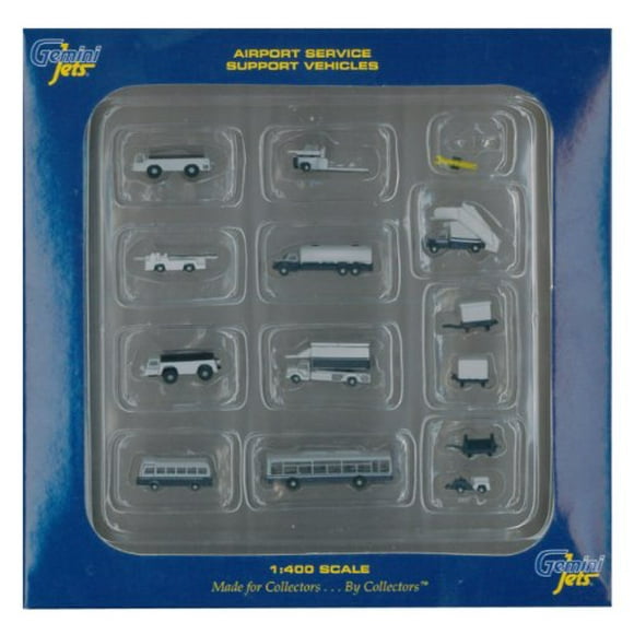 Gemini Jets Ground Airport Service Support Vehicles Accessories, 1:400 Scale, 14-Piece