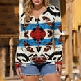 thumbnail image 5 of Long Sleeve Henley Shirt for Women Tribal Aztec Pattern Graphic Print Notch V Neck Relaxed Fit Southwest Style Casual Workwear Soft Lightweight Top, 5 of 5