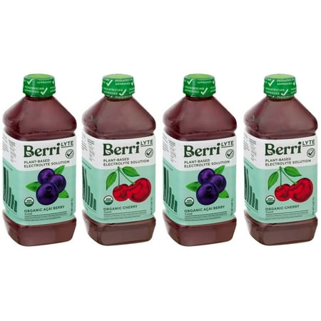 Berri Lyte Acai and Cherry Organic Pediatric Electrolyte Variety Pack, Natural, Plant-Based, 4 Pack, 1 Liter