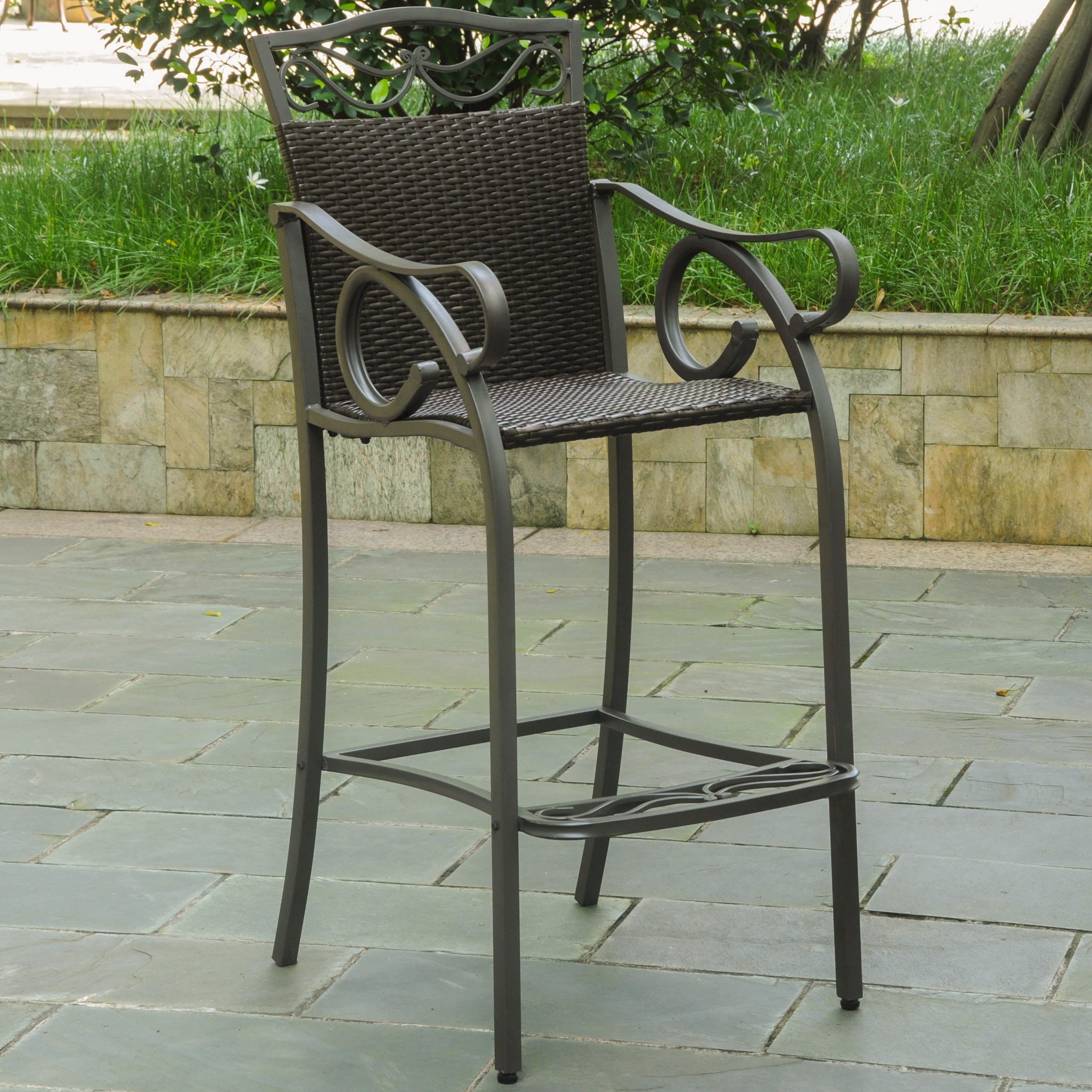 International Caravan Valencia Resin Wicker Steel Bar Height Chairs International Caravan Valencia Resin Wicker Steel Bar Height Chairs Set Of 2 Com