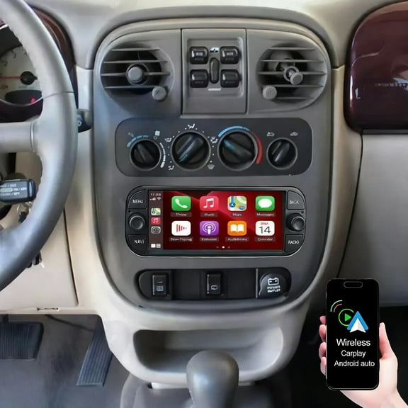 Gsuatey Car Stereo Radio for Chrysler PT Cruiser 2003-2005 with Wireless Carplay/Android Auto, IPS Touch Screen Android 13 Car Radio with GPS Navigation Bluetooth WiFi Mirror Link Backup Camera