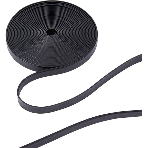 DIY 5.5Yds 10mm Flat Genuine Leather Cord String Leather Shoelace Boot Lace Strips Cowhide Braiding String Roll for Jewelry Making DIY Craft Braided Bracelets Belts Keychains(Black) Mixed Color DIY