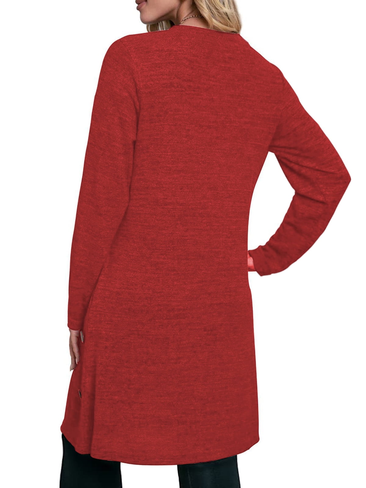 Fall Dresses for Women Long Sleeve Casual Winter Dress with Pockets Buttons Side Tunic Dress