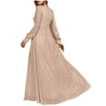 thumbnail image 2 of Sun Dresses Women Ladies Fashion Long Sleeve Dress V-Neck Solid Long Dress Sequin Floral Vocation Beach Sundress, 2 of 5