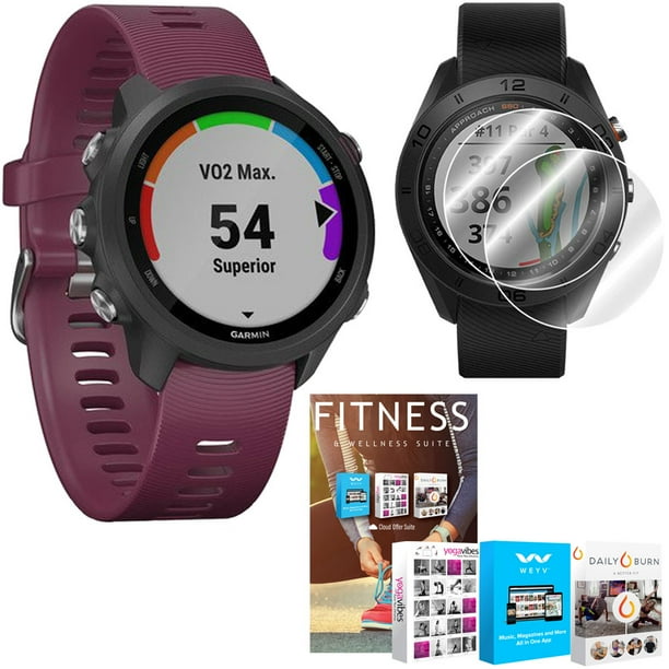 Garmin Forerunner 245 GPS Sport Watch (Berry) with Home Fitness Suite Bundle