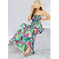 thumbnail image 2 of HAPPY BAY Women's Boho A-Line Slit Maxi Dress Smocked Top Evening Long Strapless Tube Dresses for Women One Size Arctic, Floral, 2 of 5