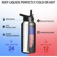 thumbnail image 4 of 32oz American Flag Water Bottle with Straw - Stainless Steel Insulated Tumbler for Gym, Hiking, Sports - Patriotic Military Gift for Veterans & Police, 4 of 6