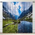 thumbnail image 3 of Landscape Curtains Nature Theme Window Drapes with River Snow Mountain Cloud Scenery Scene Design Print Pattern Rod Pocket Decor Curtains for Bedroom Living Room Office 2 Panels 42 x 63 Inch, 3 of 5