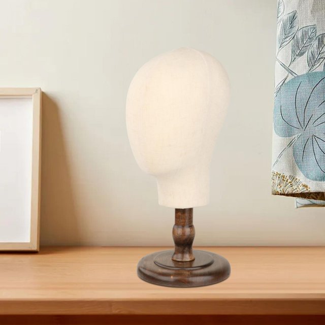 Cabeza de maniquí Cabeza de maniquí Soporte de sombrero Pantalla Cabeza sujetable Fácil instalación Hombre con base de madera Cabeza de soporte Modelo fondo marrón oscuro Yinane Soporte de exhibición de maniquí