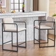 thumbnail image 5 of Set of 2 Modern Upholstered Counter Height Bar Stool with Armrests, Metal Frame and Padded Seat, Comfortable Dining Chair for Kitchen Island, Home Bar or Restaurant (Beige), 5 of 11
