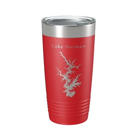 

Lake Norman Map Tumbler Travel Mug Insulated Laser Engraved Coffee Cup North Carolina 20 oz Red