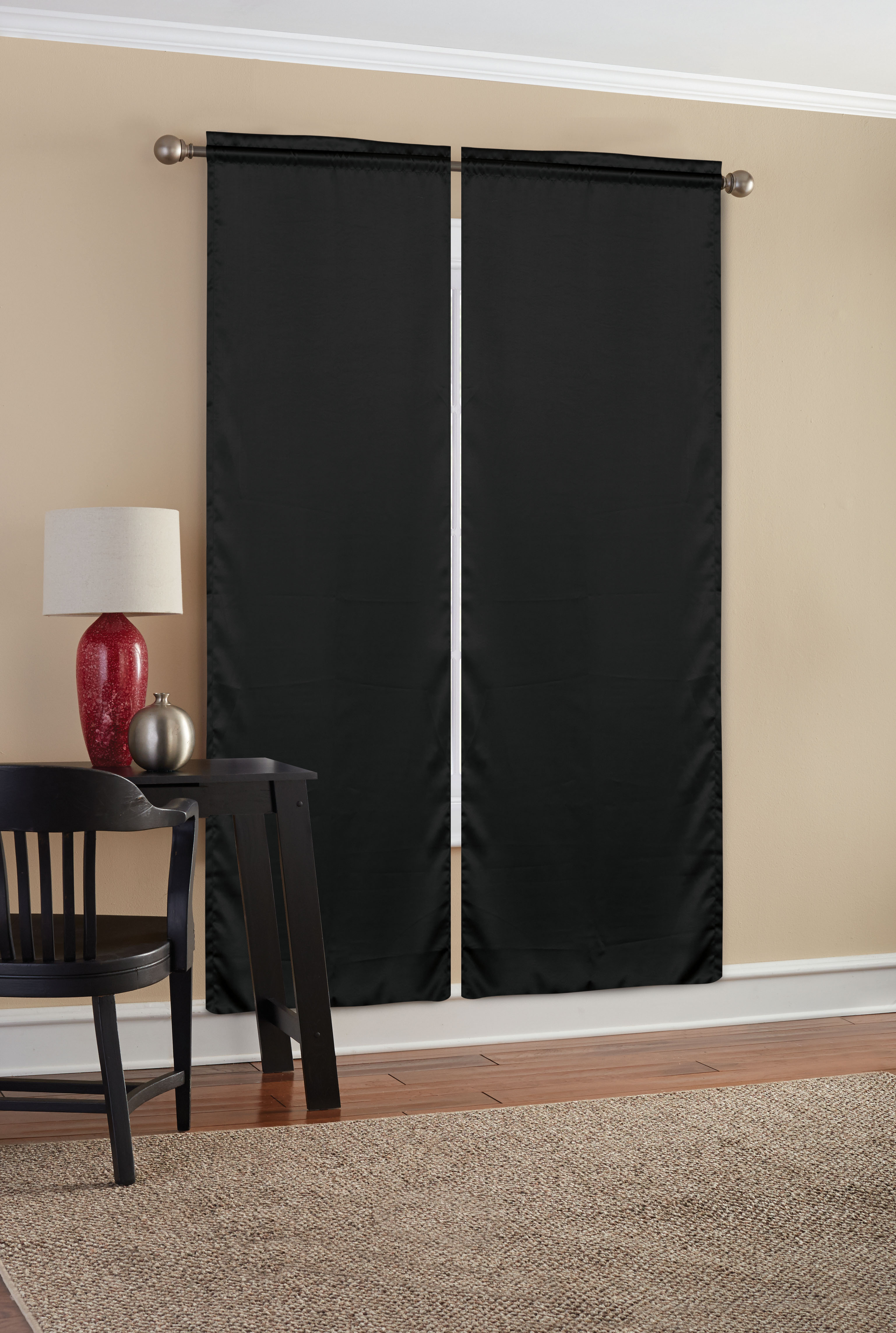 Mainstays Blackout Curtain Panel Pair 84" Black - image 5 of 8
