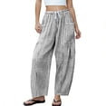 thumbnail image 5 of Lumtrix Womens Gingham Barrel Pants Elastic High Waist Drawstring Loose 2026 Summer Casual Plaid Trousers With Pockets Black 2XL, 5 of 5