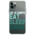 thumbnail image 1 of DistinctInk Clear Shockproof Hybrid Case for iPhone 12 Pro MAX (6.7" Screen) - TPU Bumper Acrylic Back Tempered Glass Screen Protector - Life Is Simple Eat Sleep Swim, 1 of 2