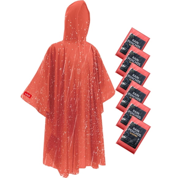 Ponchos de lluvia desechables Hitituto, 127 x 114 cm, impermeables, con capucha, paquete de 6
