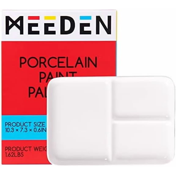 Ceramic Artist Paint Palette, Rectangle Porcelain Watercolor Palette, 10'' × 7'' Ceramic Mixing Tray for Gouache, Watercolor, Acrylic Painting$$Art & Craft