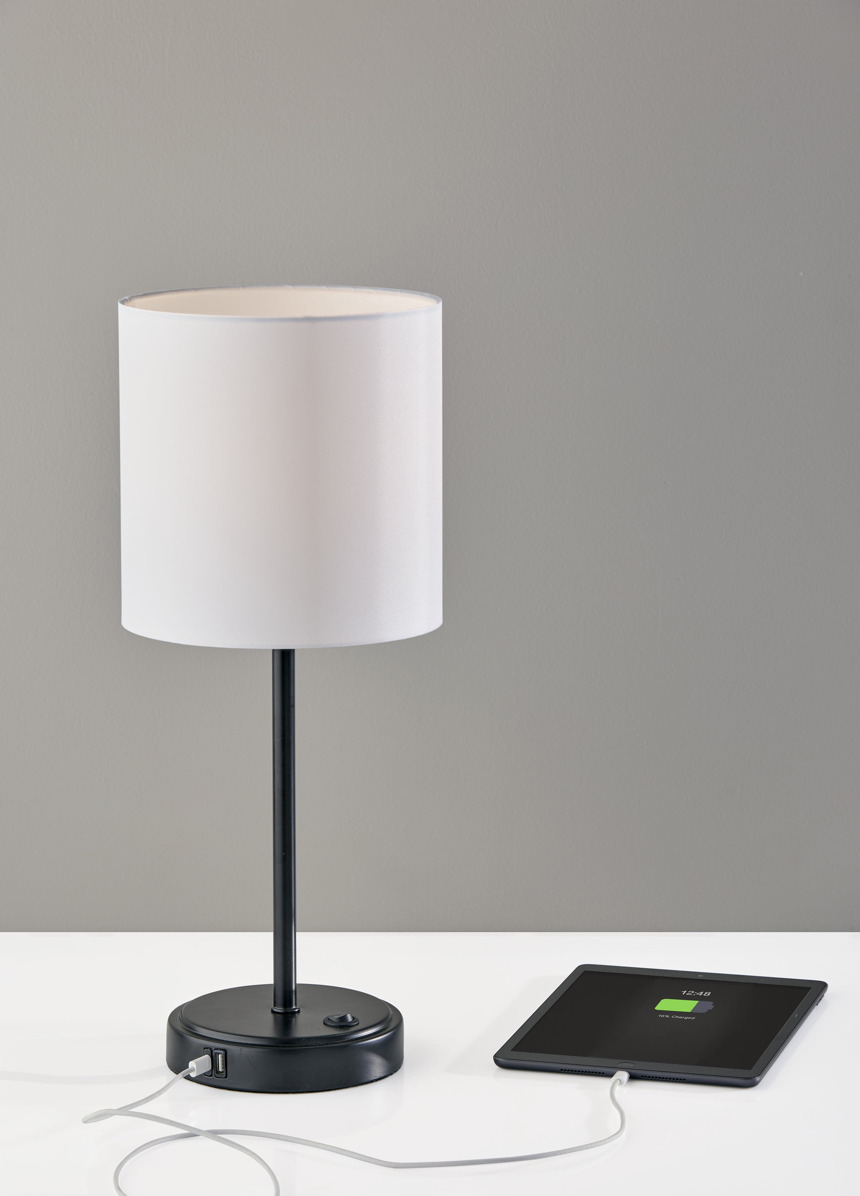 Mainstays 19 in Black Metal Stick Lamp with USB and USB-C Ports