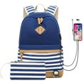 thumbnail image 1 of Juego de 2 mochilas para mujeres, adolescentes y niñas, bolsa de libros de gran capacidad con puerto de carga USB, linda mochila de lona ligera, mochila de viaje para computadora portátil, regalo de, 1 of 6