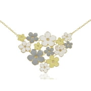 Alilang Contemporary Golden Tone Multicoloureded Cluster Flower Fashion Necklace