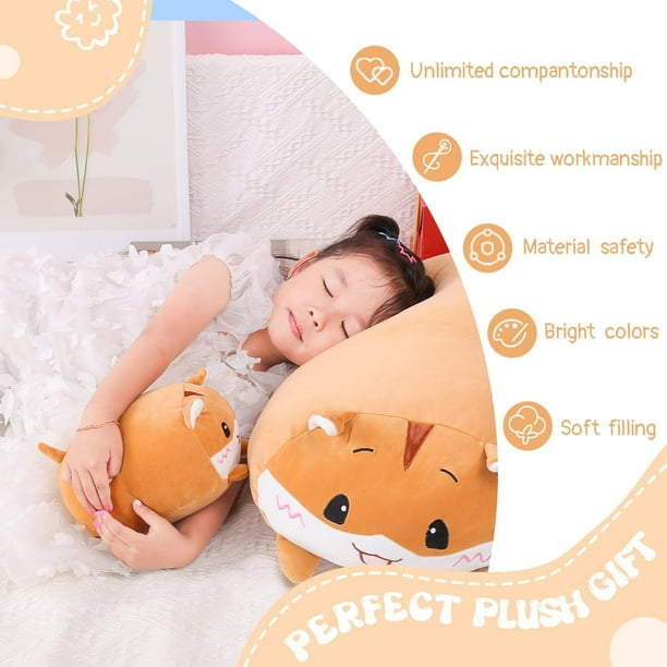 8 inch Cute Yellow Hamster Plush Stuffed Animal Cylindrical Body
