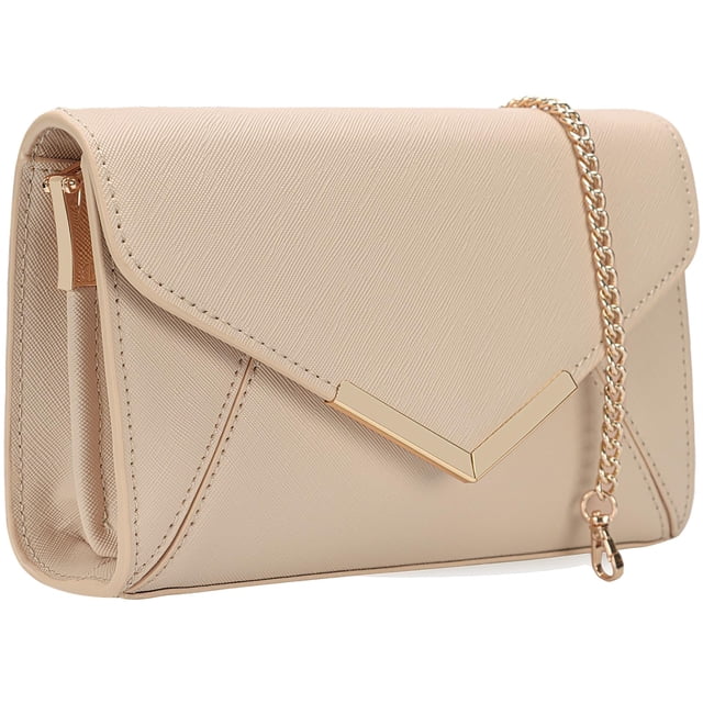 Bolso de mano DEXMAY para mujer, piel saffiano sintética, estilo nude