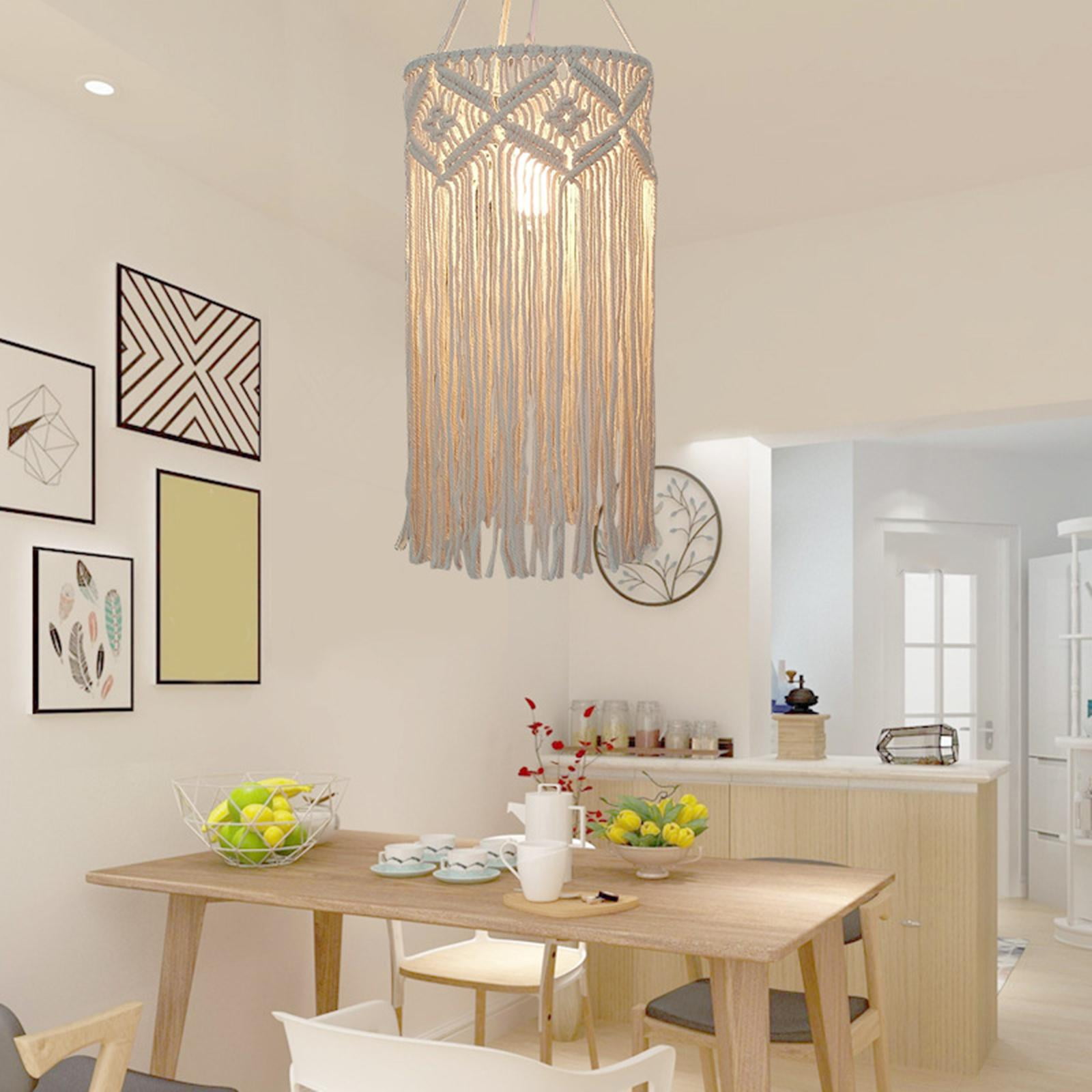 Macrame Lamp Shade Pendant Light Shade Large Modern Handmade Hanging Light Cover Hanging Lampshade for Living Room, Dorm, Office, Home Decor , Style B