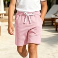 thumbnail image 5 of LEKWK Boys Cotton Workout Shorts Elastic Waist Drawstring Casual Bottoms Loose Fit Comfy Athletic Shorts with Pockets Summer Running Gym Outfits 0-12Y, 5 of 5