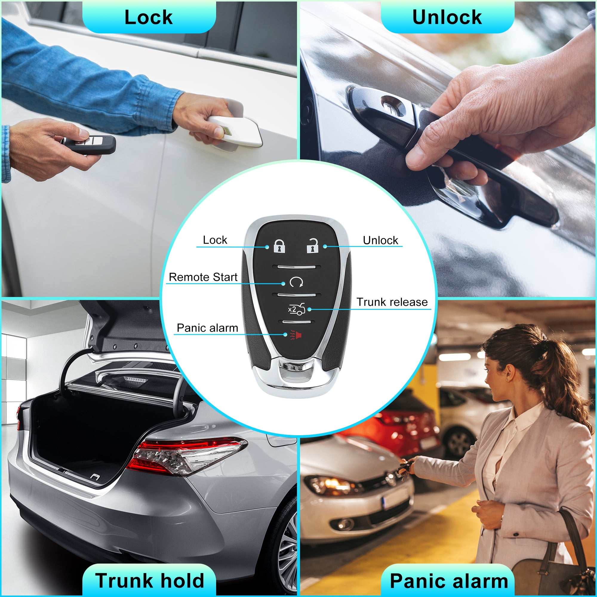 HYQ4ES 433 MHz Replacement Keyless Entry Remote Smart Key Fob for Chevrolet Malibu Camaro 2021 2022 2023 No.13522891 5 Buttons