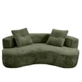 thumbnail image 5 of DEALTOPS 80" Curved Boucle Floor Sofa, 3-Seater Boneless Cloud Couch with 2 Pillows, No Assembly, Green, 5 of 7