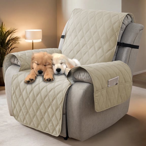 Waterproof & Non-Slip Single-Person Recliner Sofa Cover, Machine Washable, Pet-Friendly, Insulated Furniture Protection, Suitable for Living Rooms, Bedrooms, & Office(Beige)
