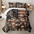 thumbnail image 2 of Castle Fairy Animal Deer Quilt King for Teens,Rustic American Flag King Coverlet Set,Red Blue Brown, 2 of 7