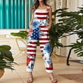 thumbnail image 4 of JULMCOMO American Flag Jumpsuits for Women Red White Blue Plus Size Star Cotton Linen Stars Stripes Overalls 1776 Sleeveless Adjustable Straps 4th of July Outfits Navy 3XL, 4 of 4