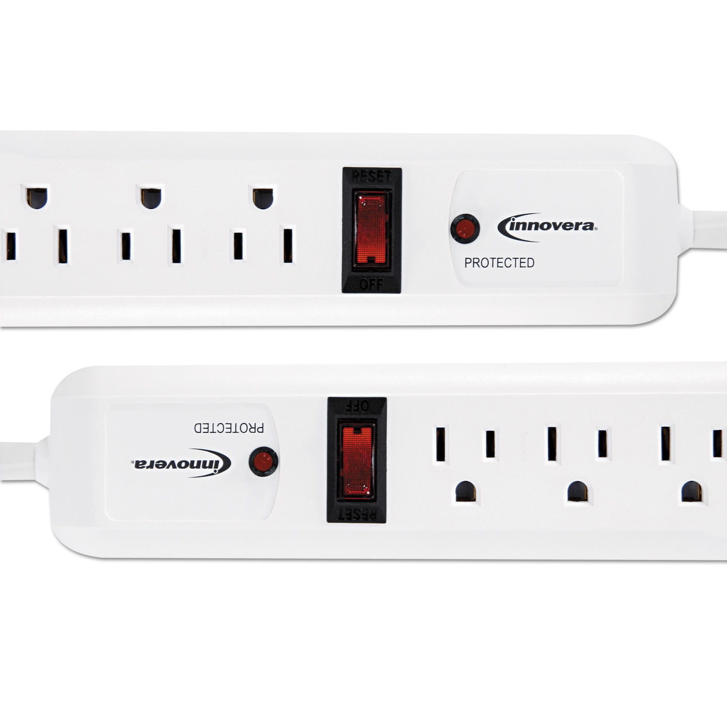 Innovera IVR71653 6 AC Outlets 4 ft. Cord 540 Joules Surge Protector - White (2/Pack)