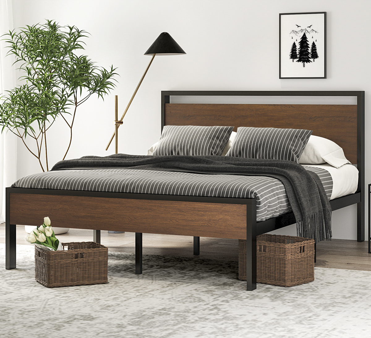 walnut platform bed
