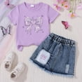 thumbnail image 2 of TOWED22 Girls Clothes Toddler Little Girl 2 Piece Summer Butterfly Print Outfit T Shirt + Denim Skirt Set(I,4-5 Y), 2 of 4