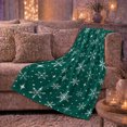 thumbnail image 6 of Forest Green Snowflake Pattern in Festive Winter Style for Holiday Lovers, Icy Star Snow Scene, Soft Flannel Blanket for Bedroom and Reading Nook, Christmas Gift, Winter Home Decor, 6 of 9