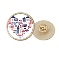 thumbnail image 1 of Heart London Bridge UK Big Ben Round Metal Golden Pin Brooch Clip, 1 of 3