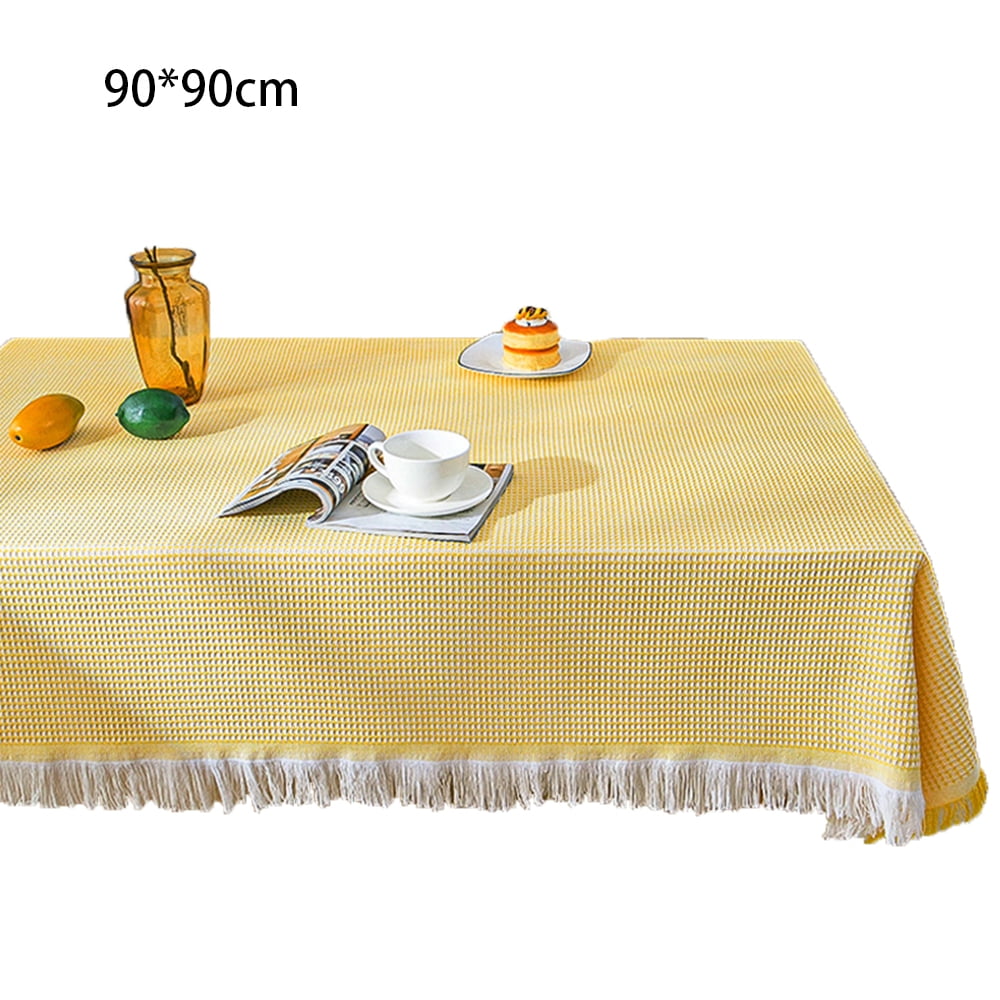 Dustproof Outdoor Tablecloths With Fringes, Crease Free Cotton Linen