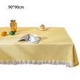 thumbnail image 3 of Dustproof outdoor tablecloths with fringes, crease free cotton linen tablecloths for parties, buffets-Waffle pink and white [long table]-90*90, 3 of 6