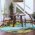 thumbnail image 4 of Summer Home Sweet Round Living Room Rugs 6 ft, Yellow Lemon Blue Sky Green Leaf Retro Washable Area Rug with Non-Slip Sturdy Edge Binding Round Carpet for Kitchen Office Bedroom, 4 of 9