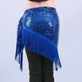 thumbnail image 5 of Nfurl Sequin Tassel Skirt for Women Shiny Belly Dance Hip Scarf Rave Party Festival Mini Skirts Trendy Glitter Sparkly Fringe Skirt Blue Free Size, 5 of 7