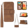 thumbnail image 1 of Nalacover Crossbody Wallet Case for iPhone 14 Pro, Detachable Wrist Strap Handbag Card Slots Holder Premium PU Leather Flip Folio Cover with Kickstand Magnetic Clasp Shoulder Strap Case,Brown, 1 of 10