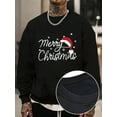 thumbnail image 2 of Men'S Casual Christmas Crew Neck Sweatshirt - Merry Christmas Graphic With Santa Hat, Long Sleeve, Non-Stretch Fabric, Regular Fit For Holiday Parties & Festive Gathering, 2 of 7