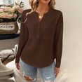 thumbnail image 5 of FYDUU Long Sleeve Shirts Womens Tops Women's V Neck Shirts Solid Color Casual Pullover Top Work Shirt Trendy Elegant Blouse Everyday Wear Trendy T Shirts Outfits, 5 of 7