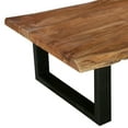 thumbnail image 4 of 45 Inch Acacia Wood Rectangular Coffee Table Live Edge Details Black Powder Coated Metal Sled Base Natural Brown -, 4 of 7