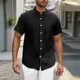 thumbnail image 3 of dazeni Men's Short Sleeve Dress Shirts Stretch Casual Button Down Shirts Solid Formal Shirt Lightweight Vacation Beach Summer Tops with Pocket, 3 of 6