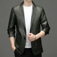 thumbnail image 3 of Ropa de cuero para hombre, chaqueta fina y suave de primavera y otoño, traje ajustado con estampado de cocodrilo, 3 of 4